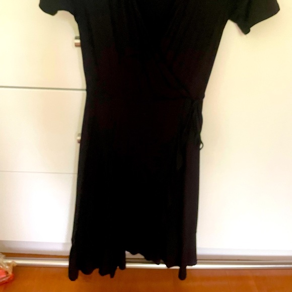 Black Wrap-Around Dress with Frills - Picture 2 of 5